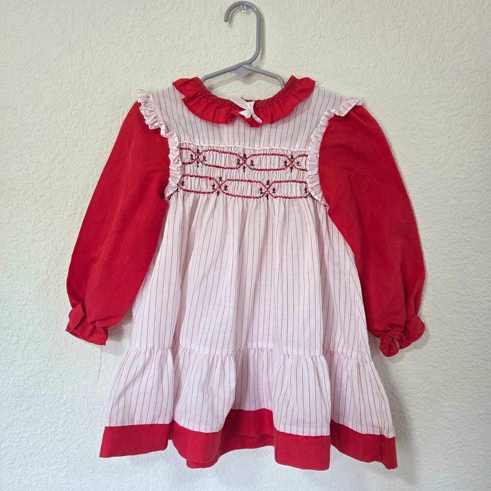 Vintage Princess Anne Christmas Smocked Dress 2t/3t